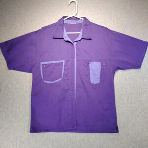 Women's Purple Cotton Short Sleeve 2 Pocket Cotton Shirt NO NAME  NO TAGS